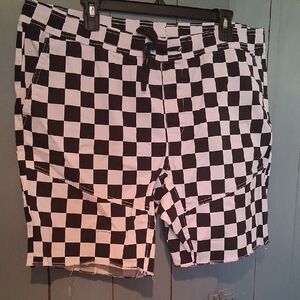 No Boundaries Black and White Checkered Athletic Shorts. Draw String Waist